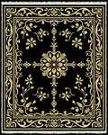 Black Gold Floral Vine Square Rug