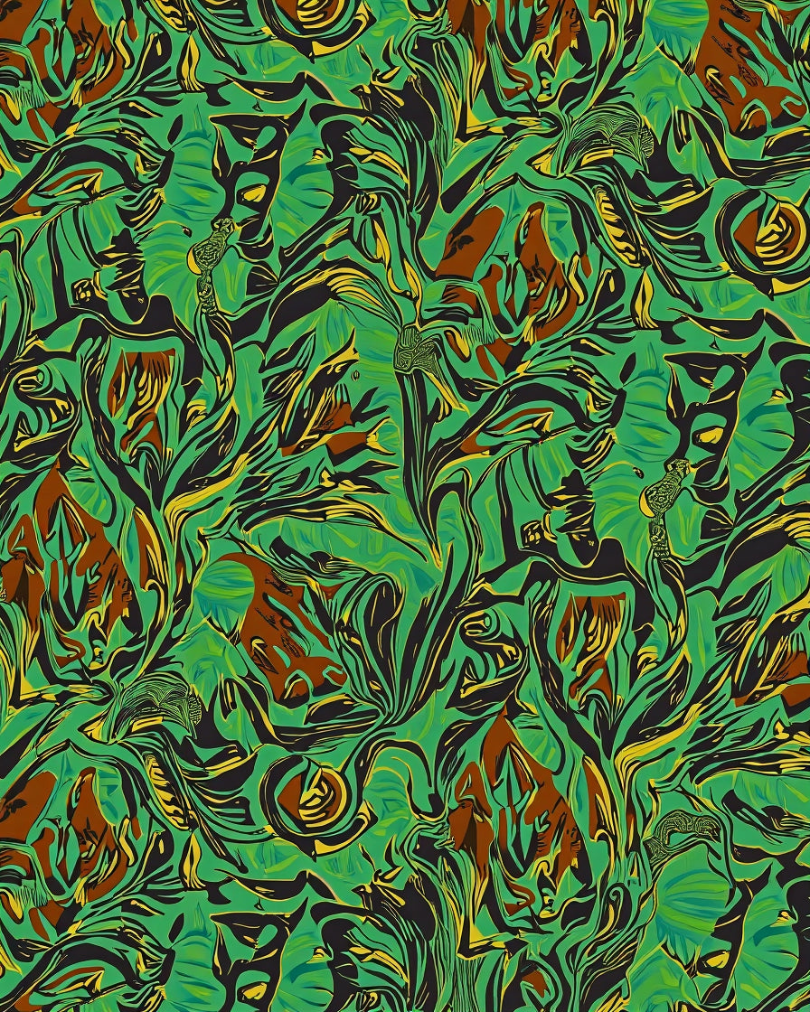 Vivid Abstract Jungle Swirls Design Rug