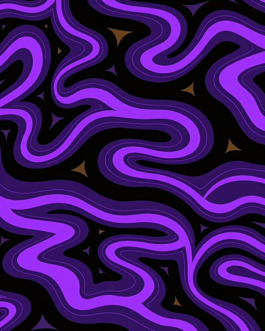 Wavy Purple Black Modern Pattern Rug