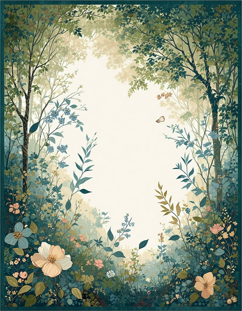 Enchanted Forest Floral Butterfly Pattern Rug