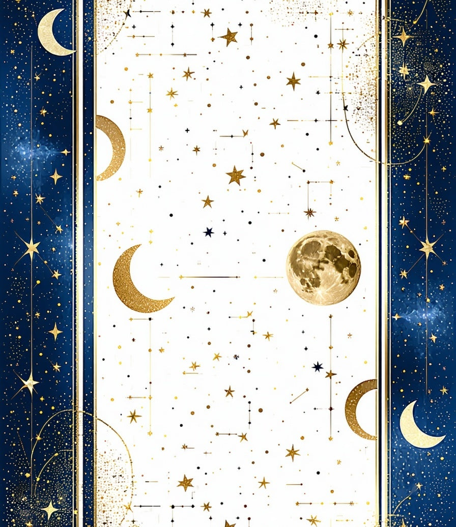 Celestial Moon and Star Pattern Rug