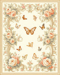 Floral Butterfly Scrollwork Pattern Rug