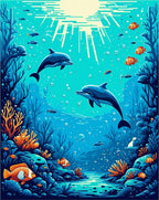Vibrant Underwater Dolphins Coral Scene Rug