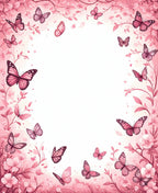 Sweet Pink Butterfly Floral Pattern Rug