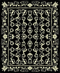 Ornate Floral Scroll Dark Pattern Rug