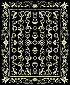 Ornate Floral Scroll Dark Pattern Rug