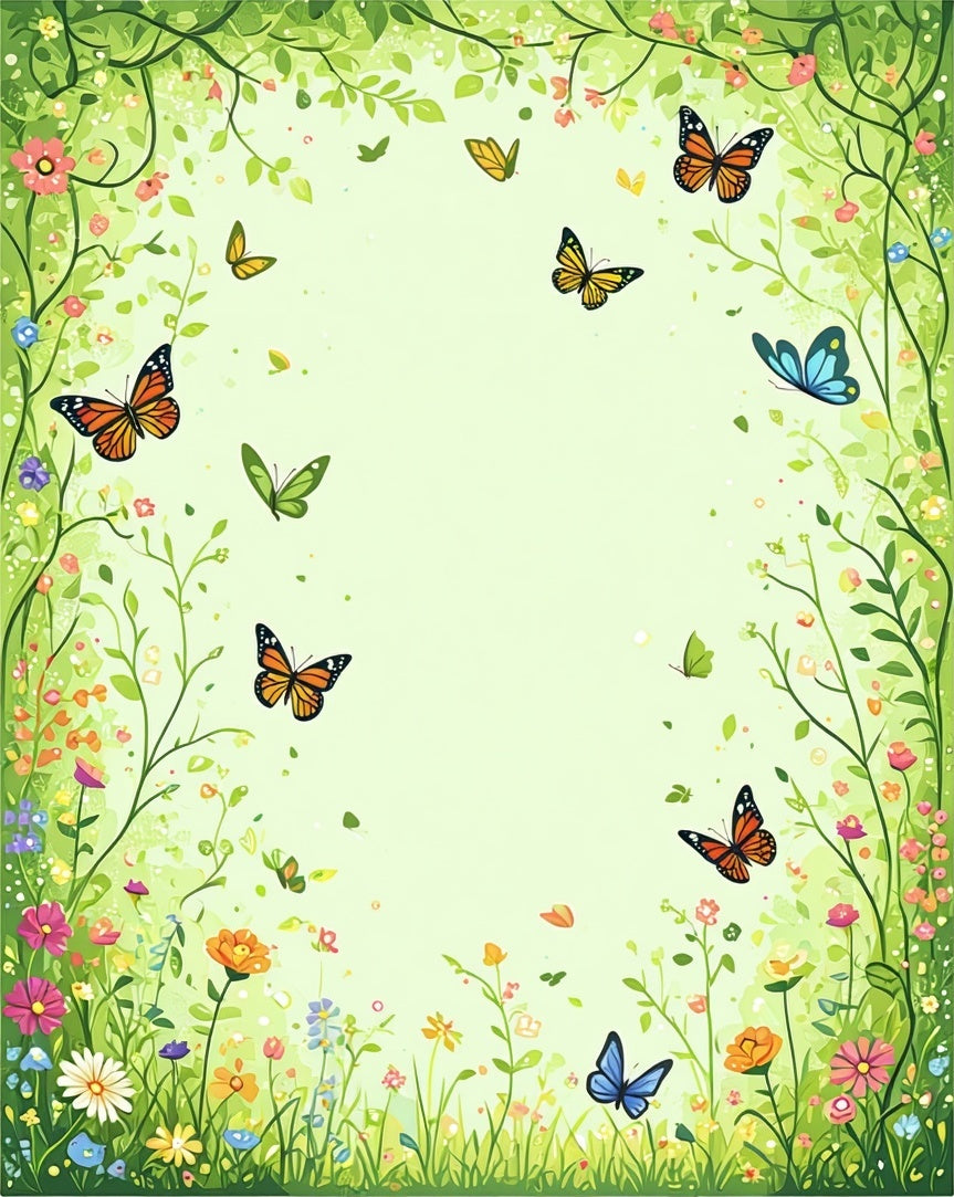 Whimsical Garden Butterfly Pattern Rug