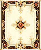 Ornate Floral Golden Accent Rug