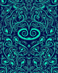 Turquoise Floral Swirls Pattern Rug
