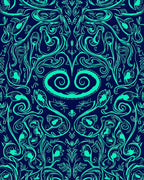Turquoise Floral Swirls Pattern Rug