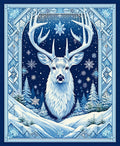 Majestic Winter Deer Snowflake Motif Rug