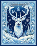 Majestic Winter Deer Snowflake Motif Rug