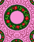 Pink Blossom Wreath With Swirls Rug