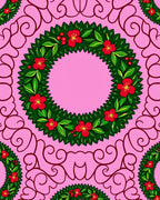 Pink Blossom Wreath With Swirls Rug