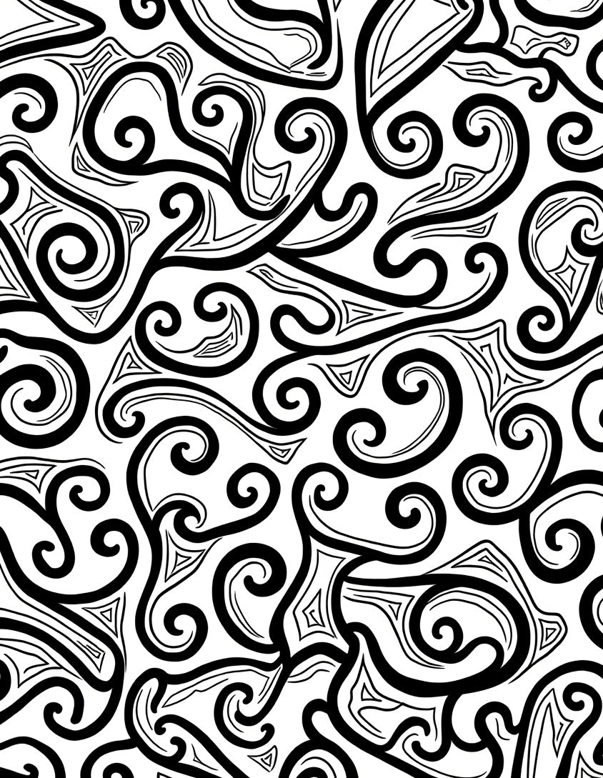 Abstract Swirls Black White Pattern Design Rug