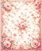 Pink Floral Scrollwork Patterned Rug