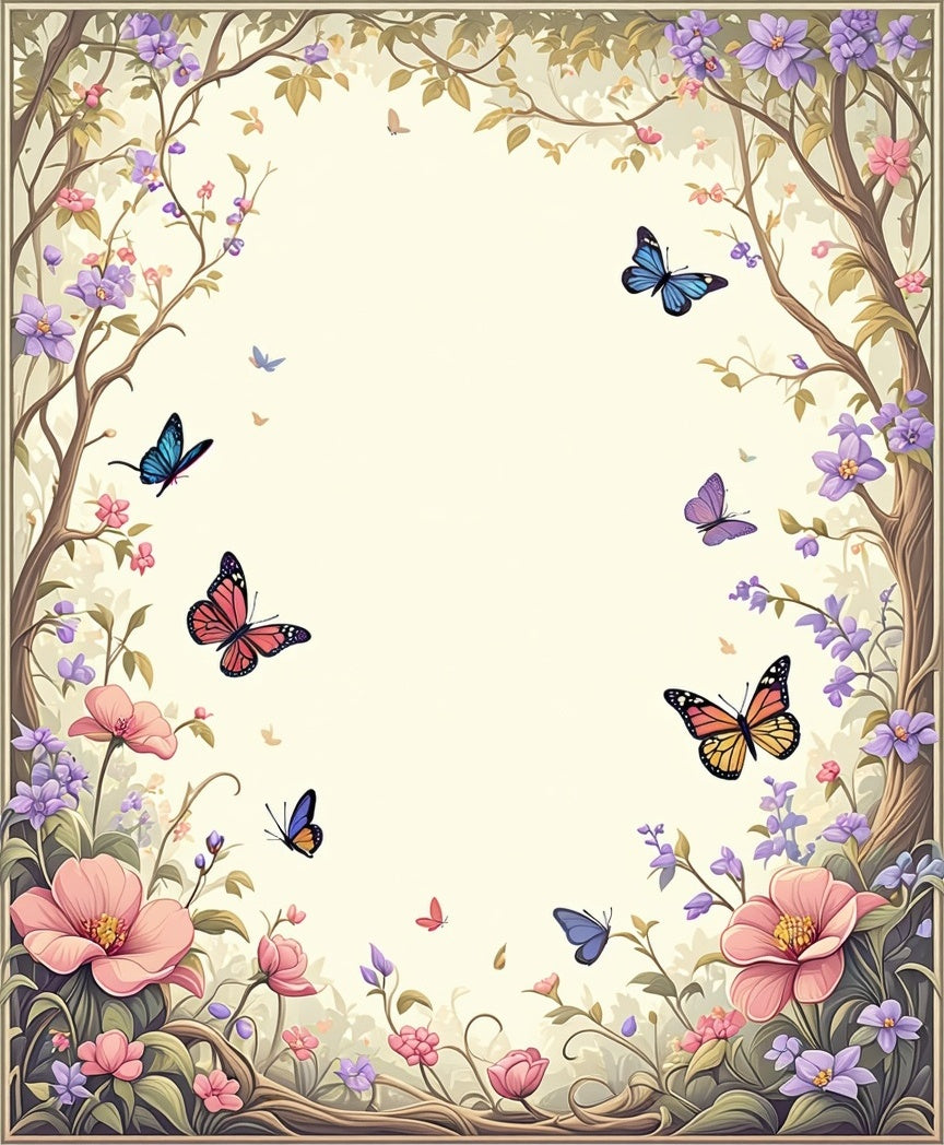 Whimsical Butterfly Floral Garden Rug