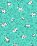 Oceanic Animals Playful Swirls Pattern Rug