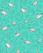 Oceanic Animals Playful Swirls Pattern Rug