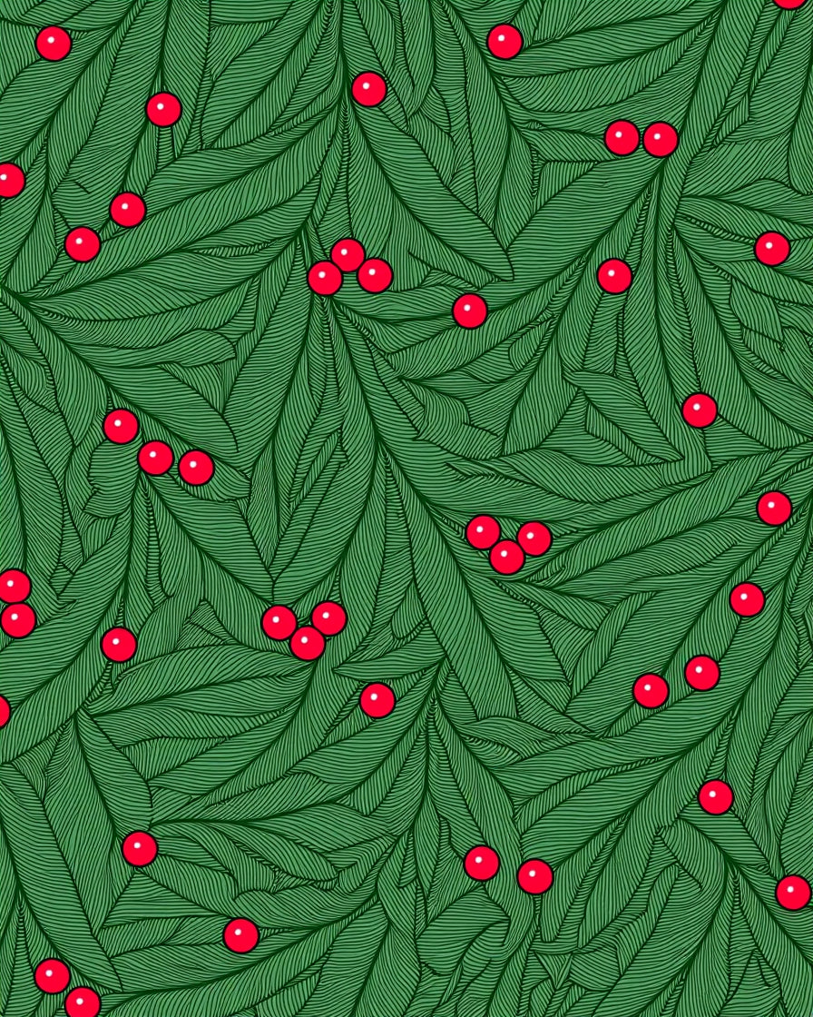 Evergreen Holly Berry Garden Rug