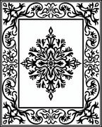 Intricate Floral Scrollwork Frame Design Rug