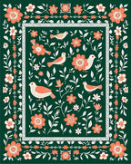 Coral Birds With Botanical Flourish Pattern Rug