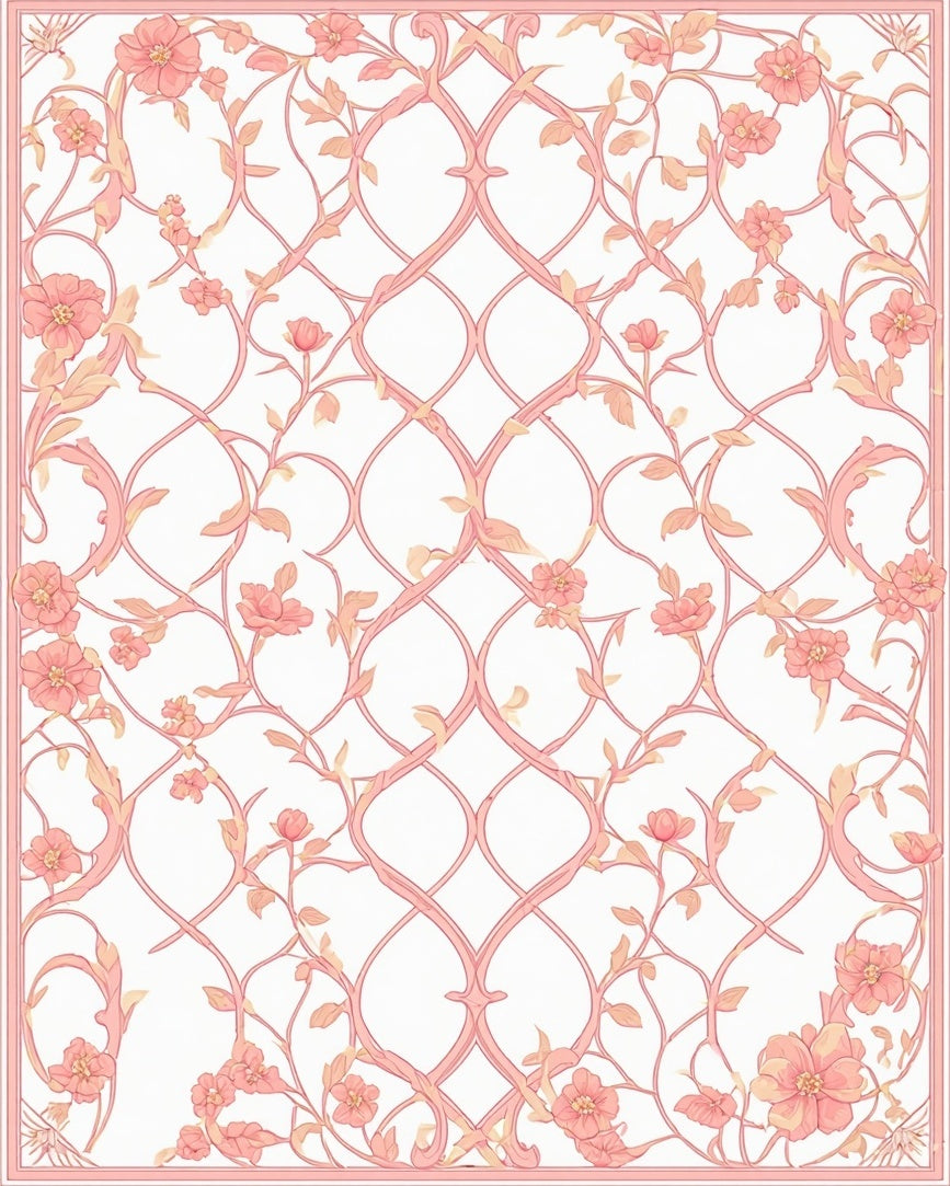 Delicate Floral Lattice Pattern Rug