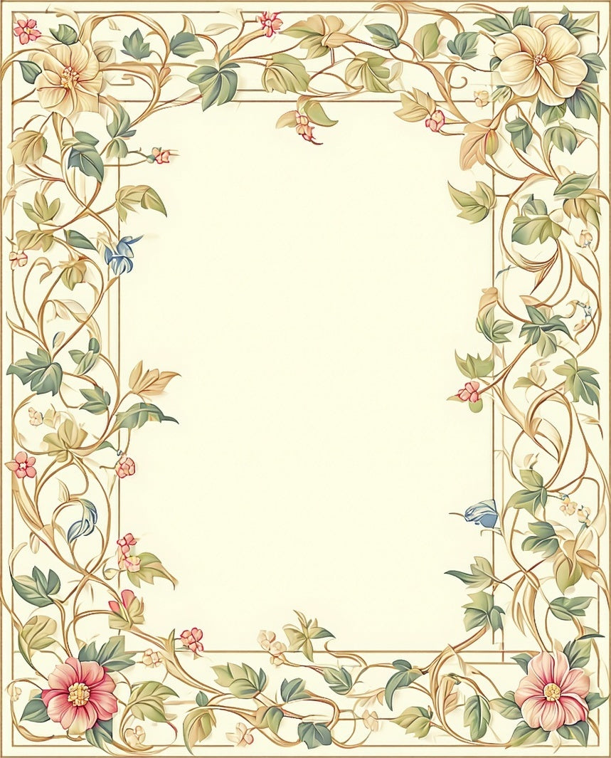 Botanical Vine Floral Scroll Pattern Rug