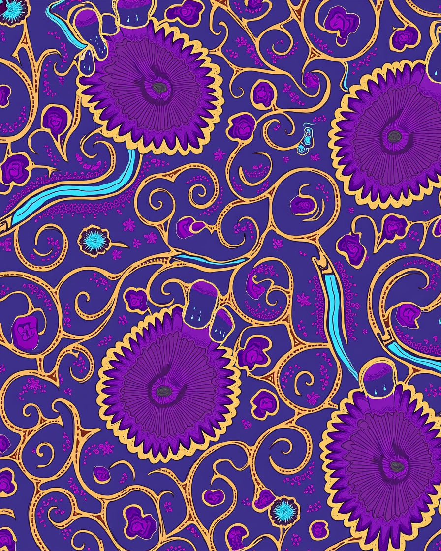 Bold Purple Floral Swirl Design Rug