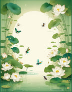 Tranquil Lotus Pond Butterfly Design Rug