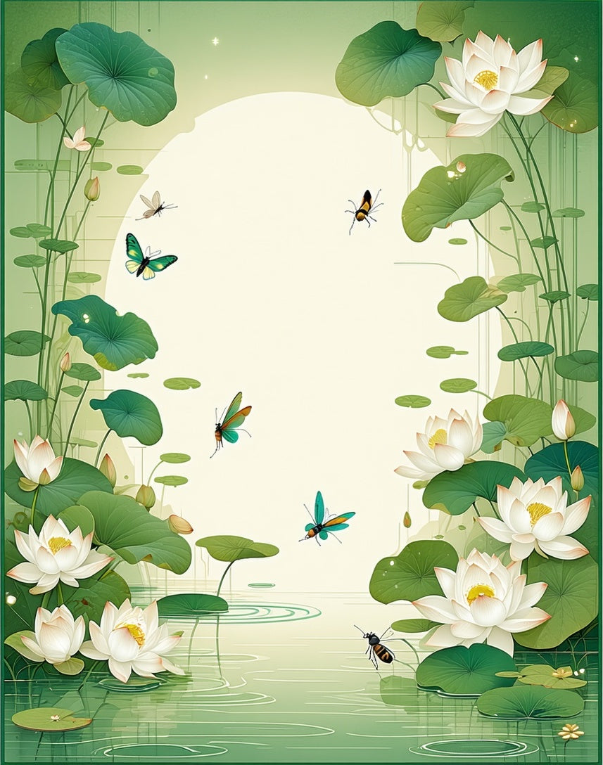 Tranquil Lotus Pond Butterfly Design Rug