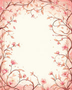 Pink Floral Vine Pattern Rug
