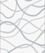 Soft Blue Curving Lines Rug