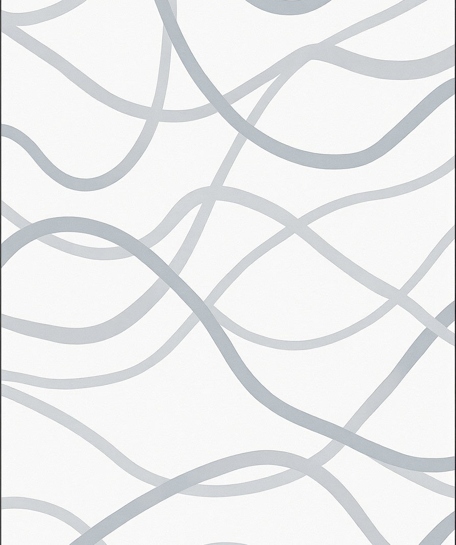 Soft Blue Curving Lines Rug