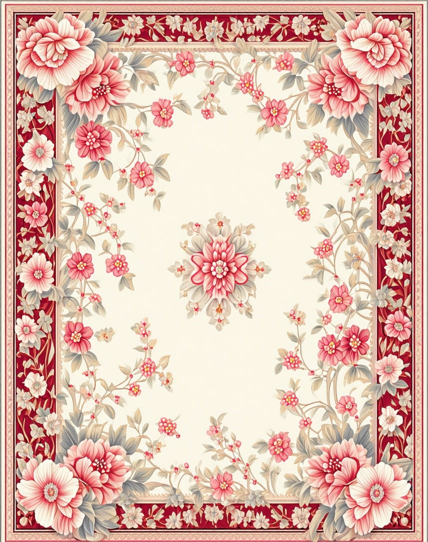 Ornate Floral Vine Cream Rug