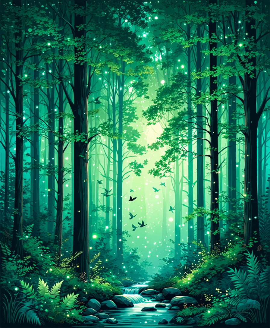 Enchanted Forest With Magical Glow Rug