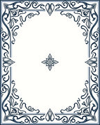 Ornate Cobalt Scroll Bloom Design Rug