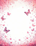 Pink Watercolour Butterflies Blossoms Design Rug