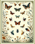 Vintage Butterfly and Floral Garden Design Rug