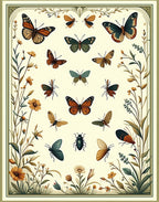 Vintage Butterfly and Floral Garden Design Rug
