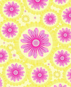 Pink Yellow Floral Sunburst Pattern Rug