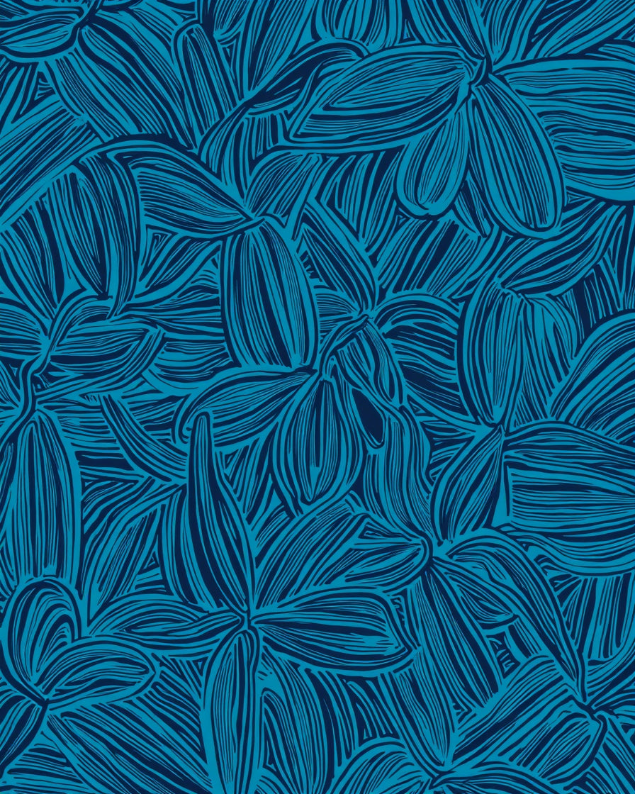 Deep Blue Floral Whimsical Design Rug