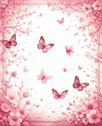 Pink Butterfly and Floral Whimsical Pattern Rug