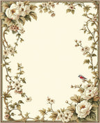 Elegant Floral Branch Whimsical Bird Rug