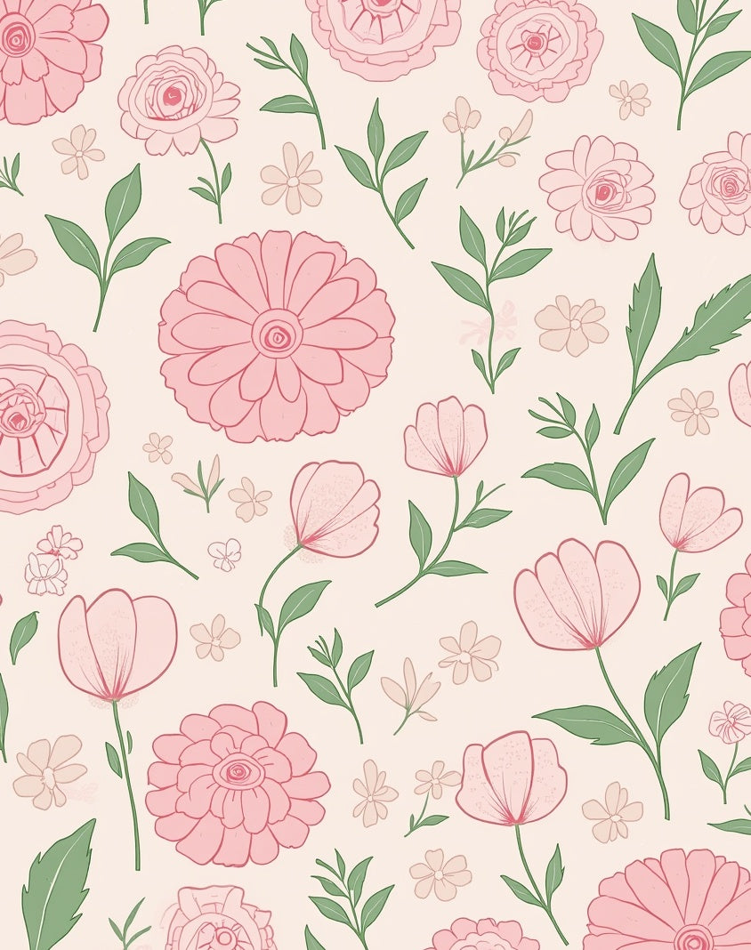 Pink Floral Garden Pattern Rug