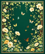 Whimsical Floral Butterfly Garden Rug