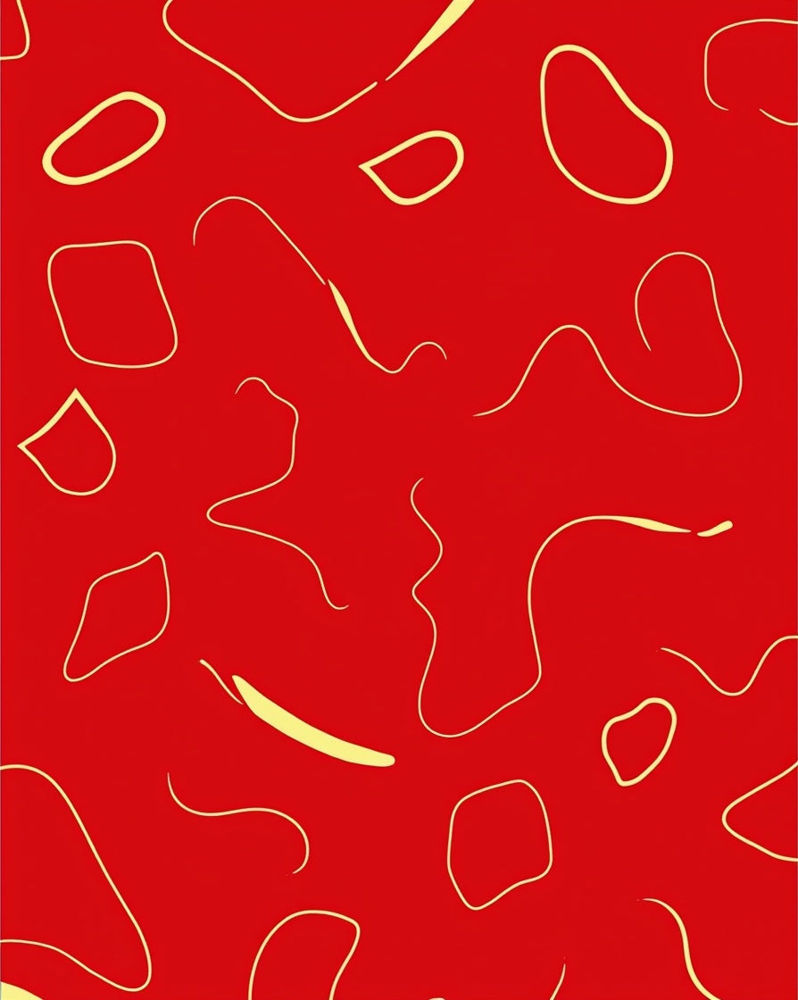Whimsical Red Yellow Abstract Lines Rug