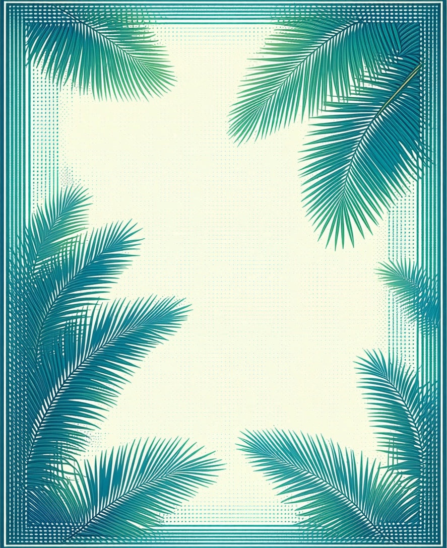 Tropical Leaf Bordered Design Rug