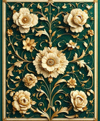 Ornate Floral Scroll Detailed Pattern Rug