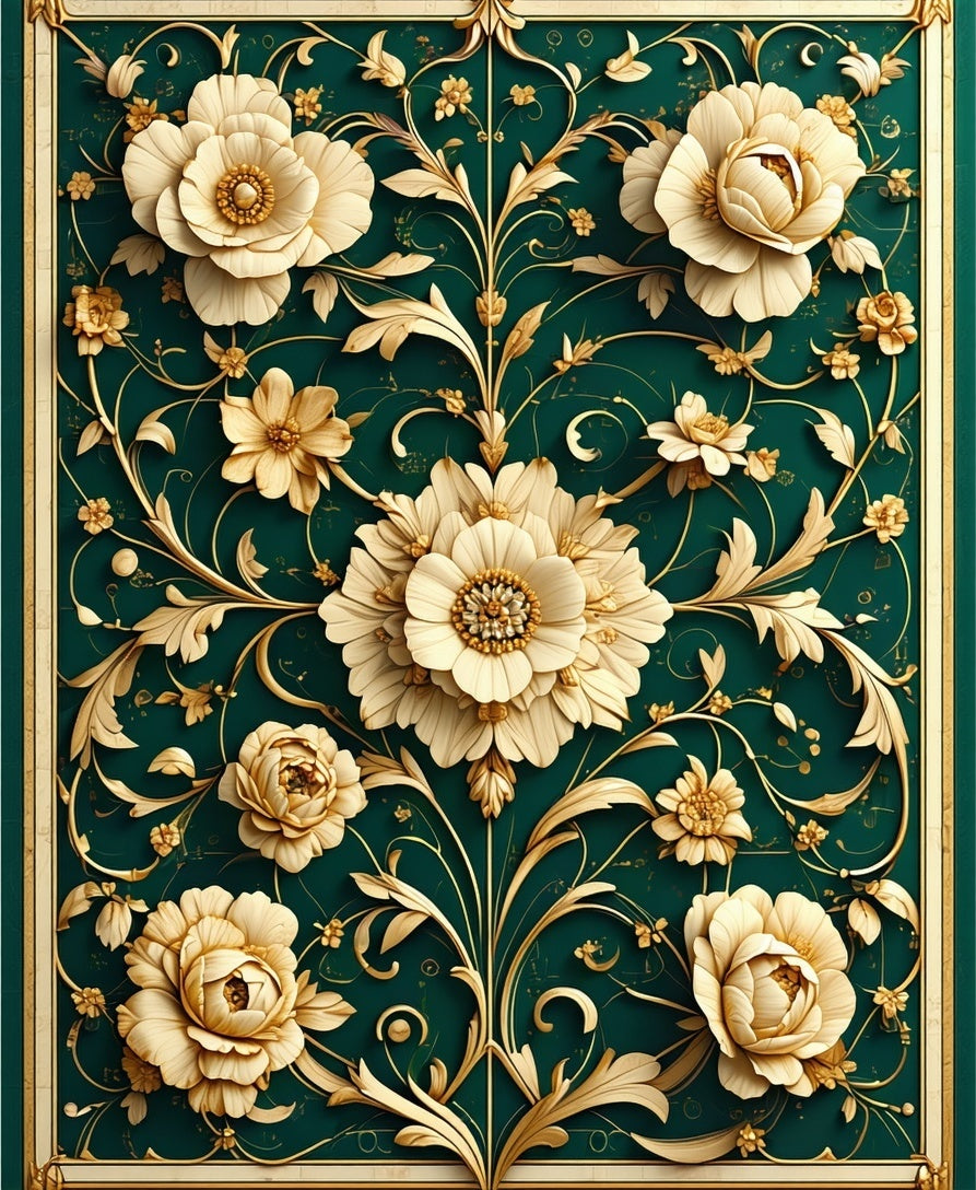 Ornate Floral Scroll Detailed Pattern Rug